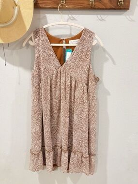 Stitch Fix Kaileigh Audrina Tiered Ruffle detail dress -‎ brown size large NWT